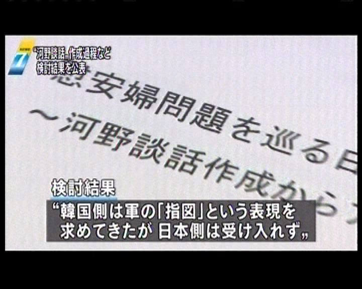
日本將公布河野談話調查報告