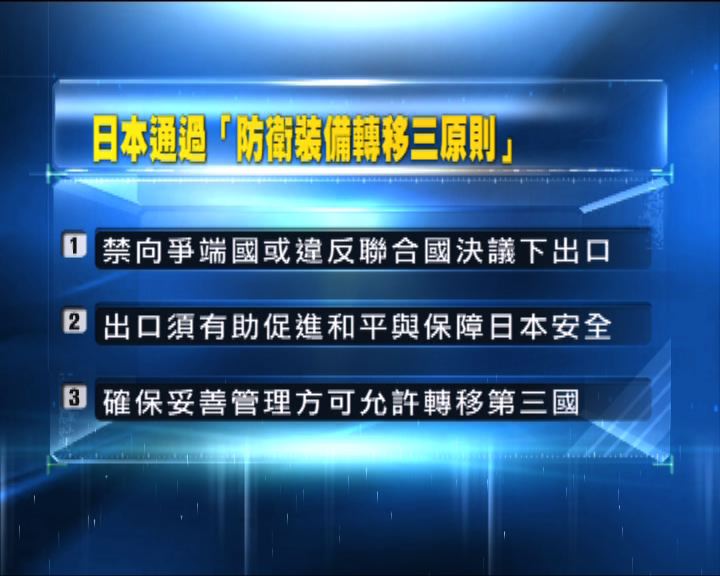 
日內閣通過防衛裝備轉移三原則