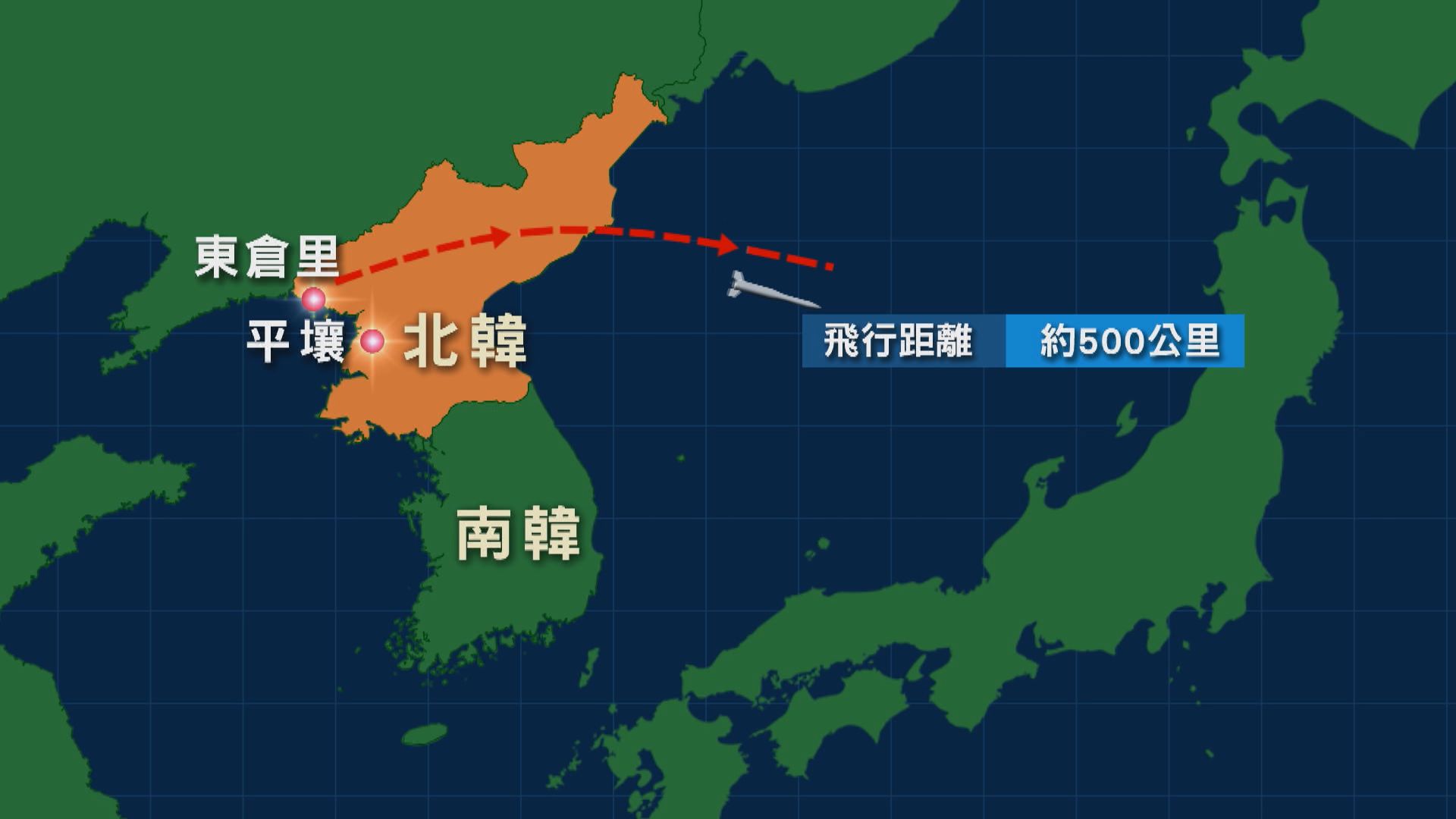 南韓指北韓發射兩支中程導彈　日本通過北京大使館向北韓提出抗議