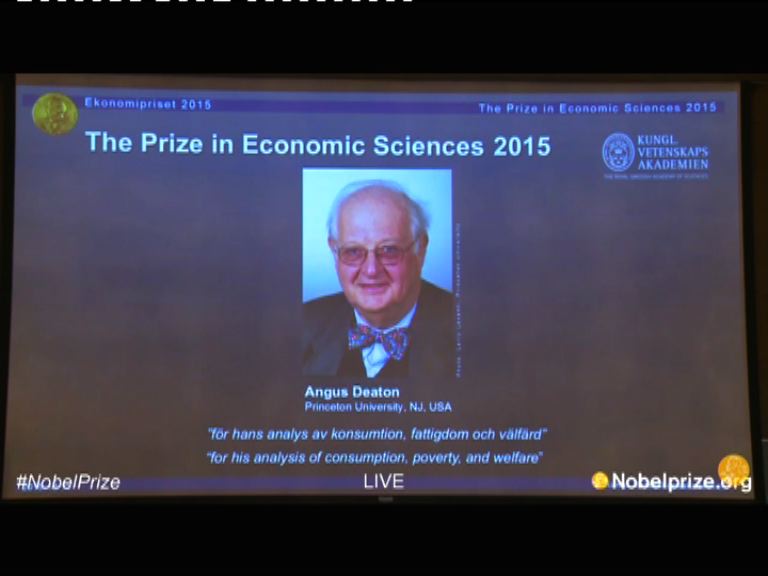 微觀經濟學家迪頓獲諾貝爾獎
