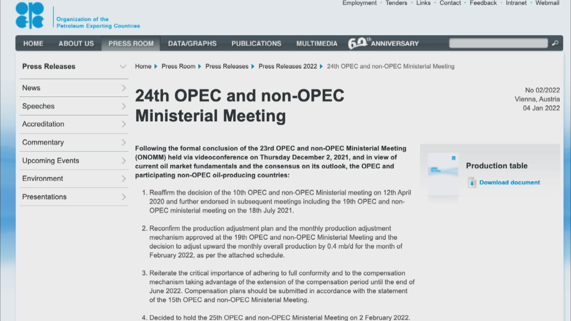 OPEC+維持現有增產政策　2月維持每日增產40萬桶