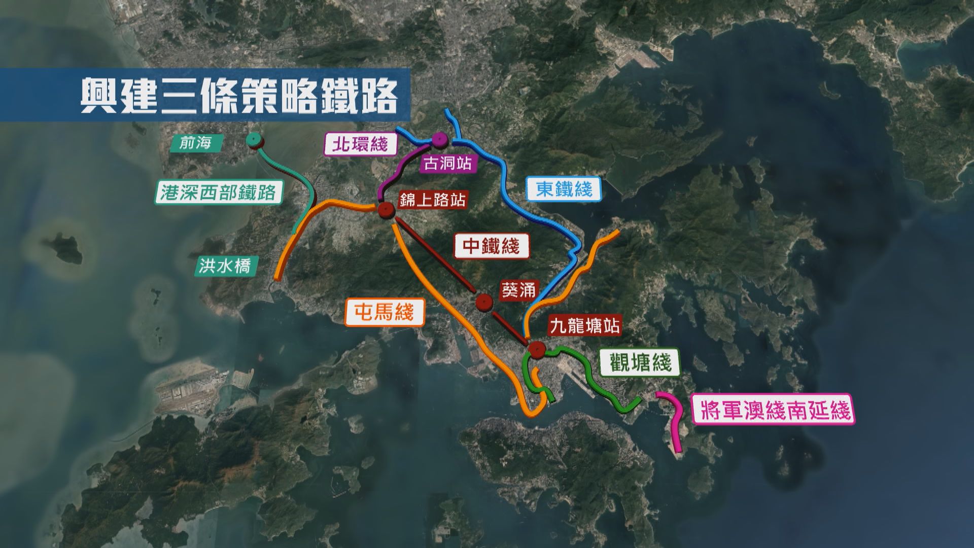 施政報告提出興建三條主要幹道及三條鐵路