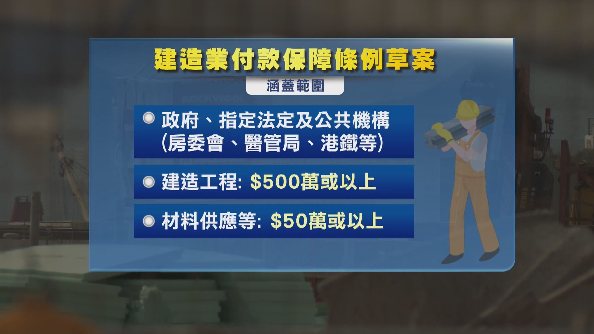 政府擬訂建造業付款保障條例 改善拖欠付款問題