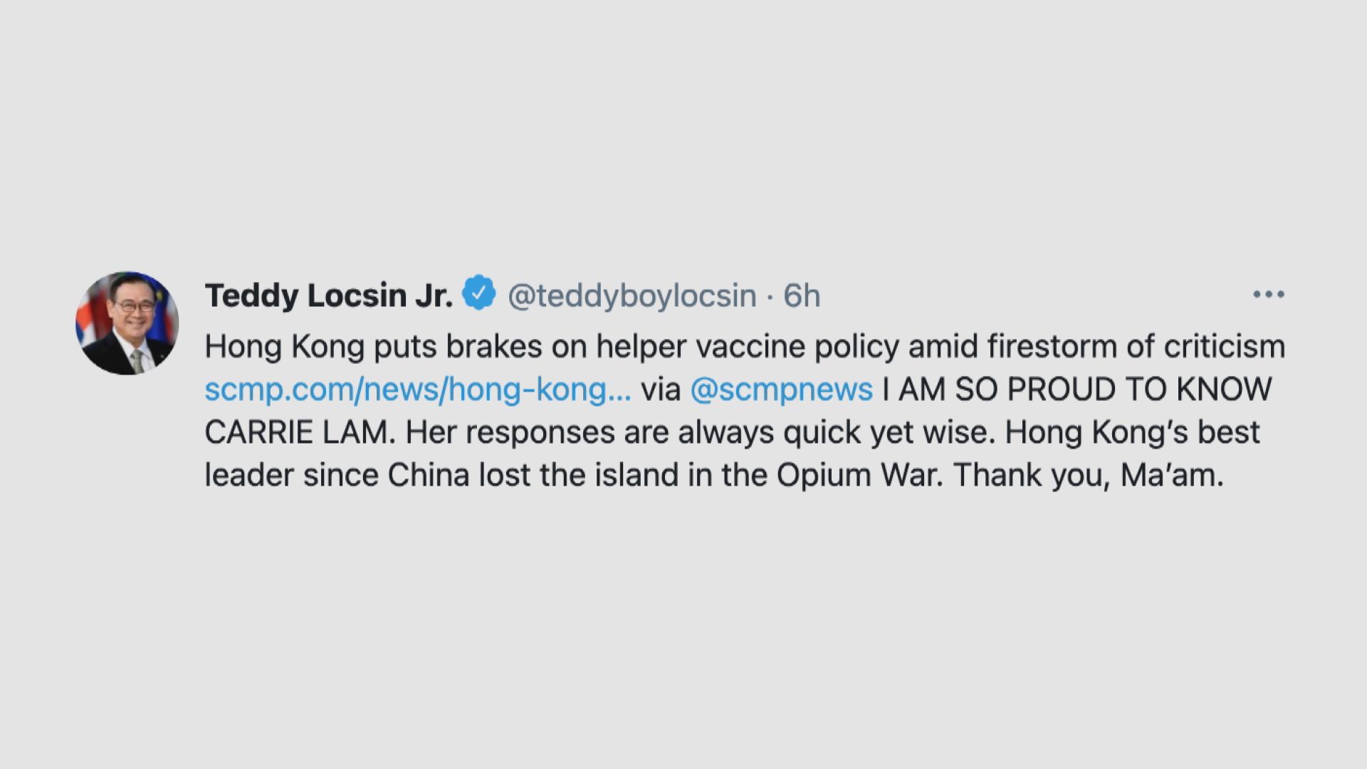 菲律賓外長感謝港府檢視外傭接種疫苗要求