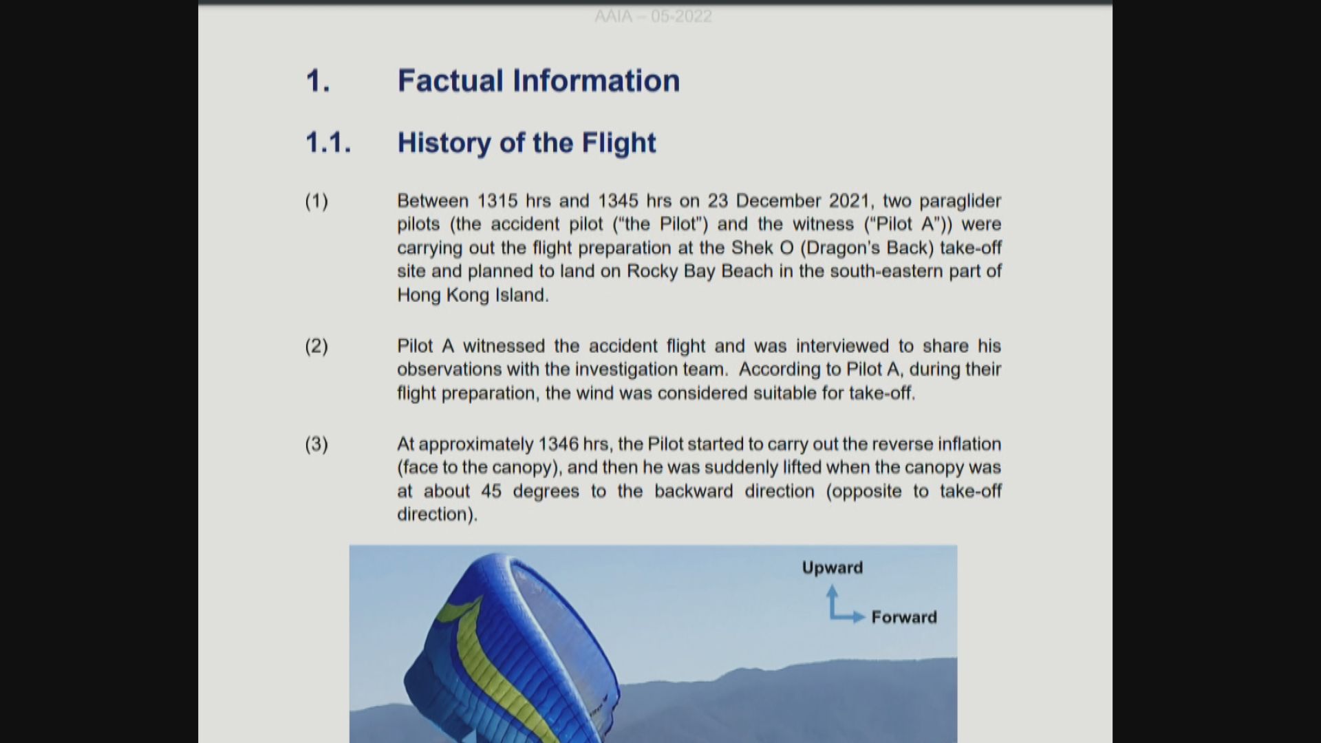 去年有男子玩滑翔傘失控　送院不治　民航意外調查機構發表報告