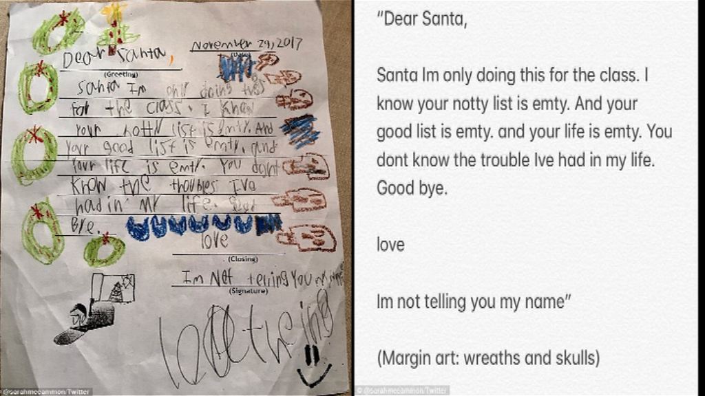 美國男童寫信揶揄聖誕老人成熱話