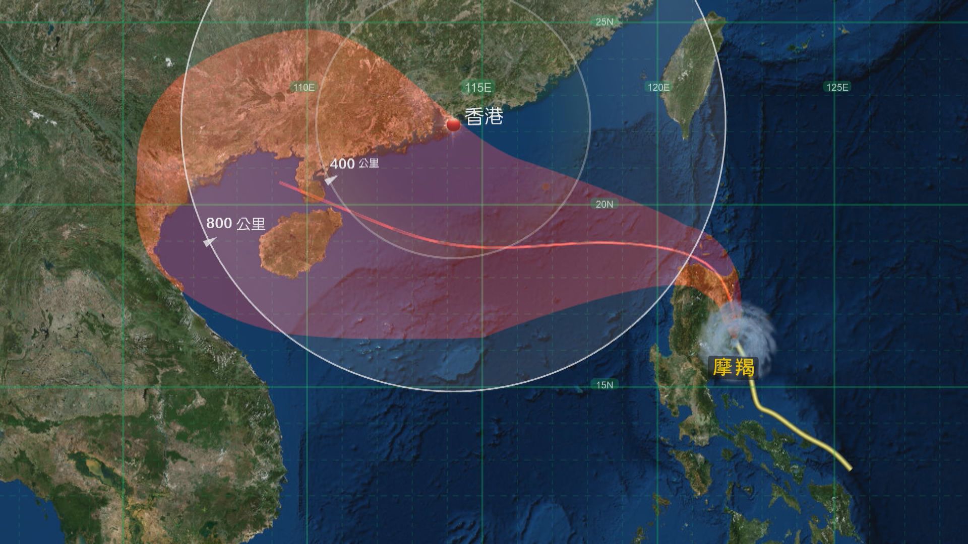 摩羯周二進入本港800公里　天文台︰考慮下午至晚上發一號戒備信號