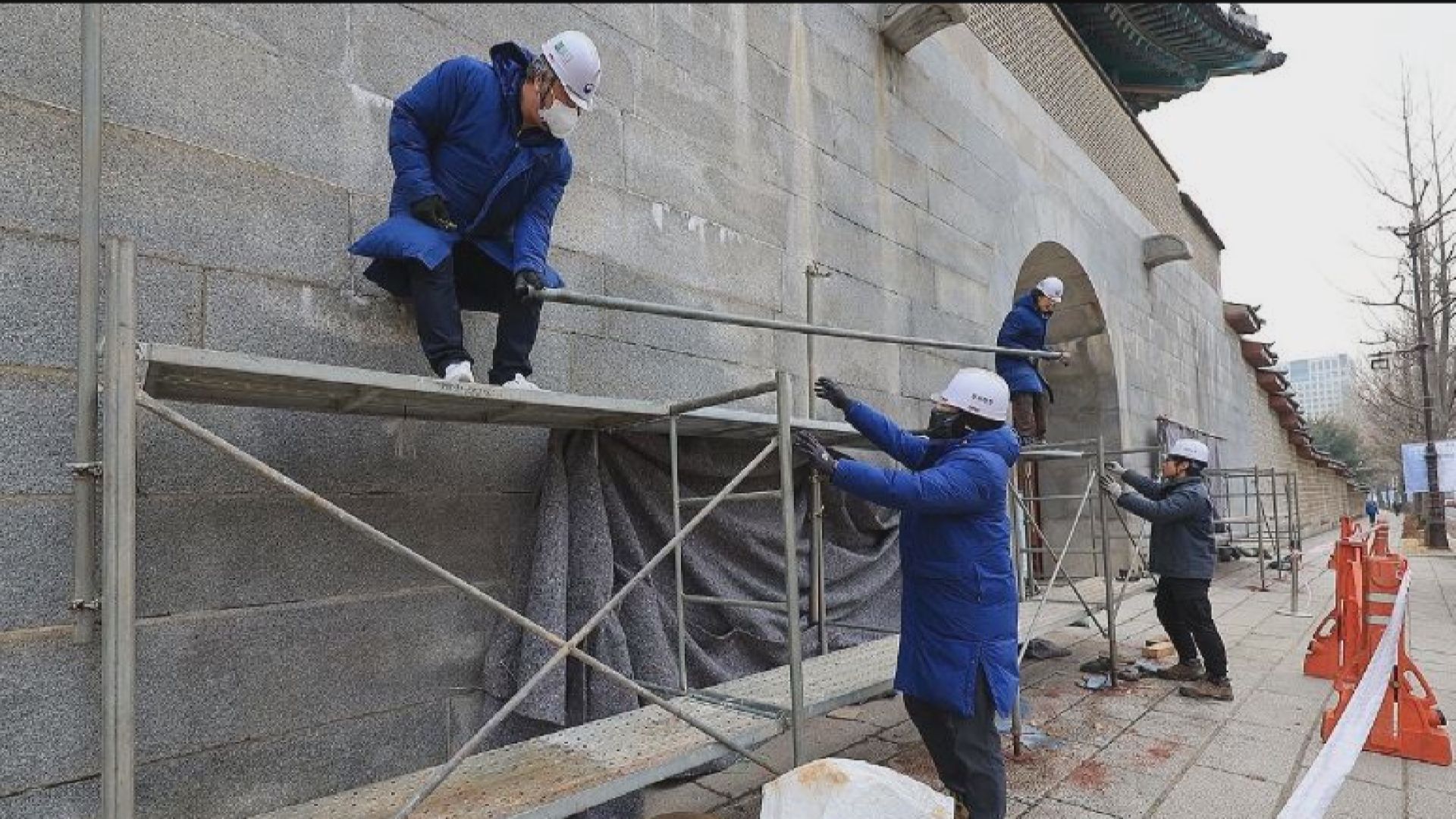 南韓景福宮外牆塗鴉完成清理今天重開
