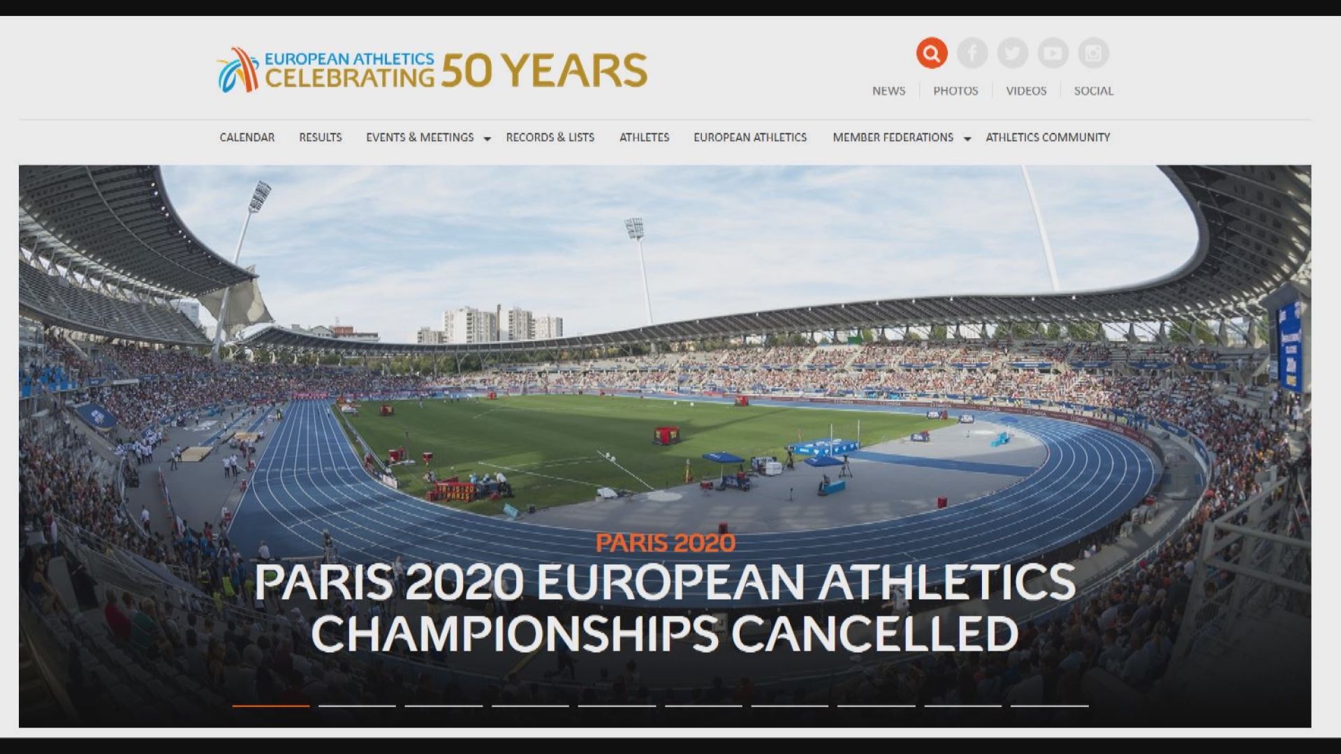 歐洲田徑錦標賽因為疫情取消