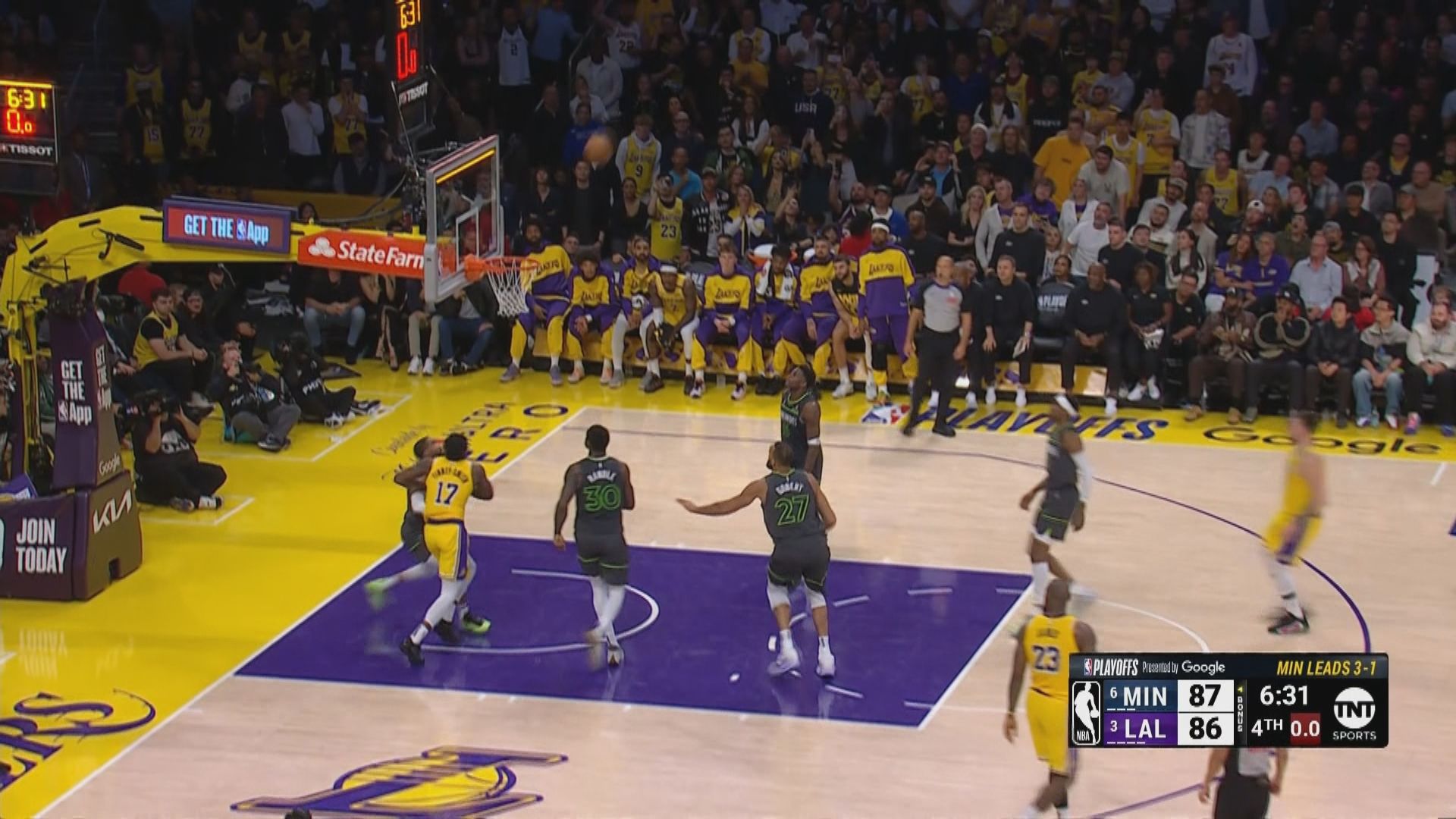 NBA季後賽 木狼 103:96 湖人(場數4:1)