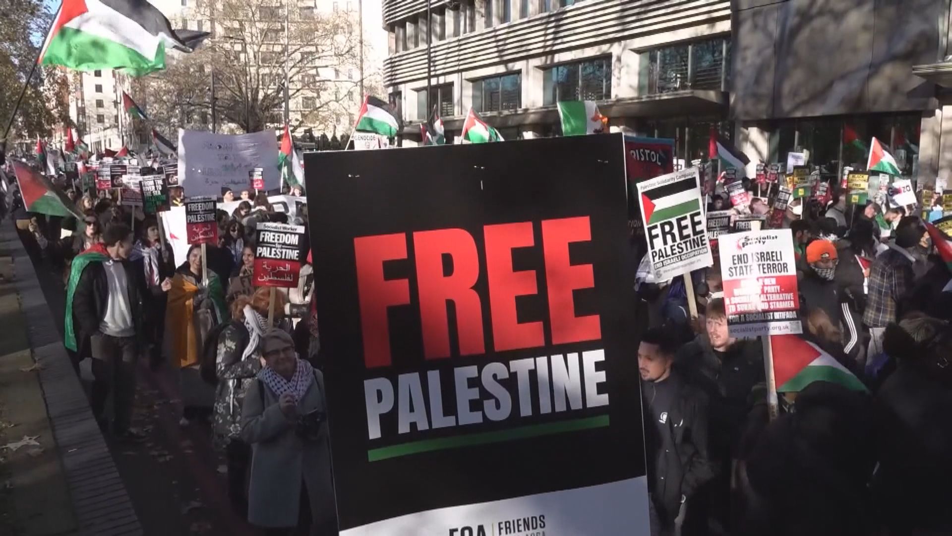 倫敦遊行要求加沙永久停火 警方拘18人