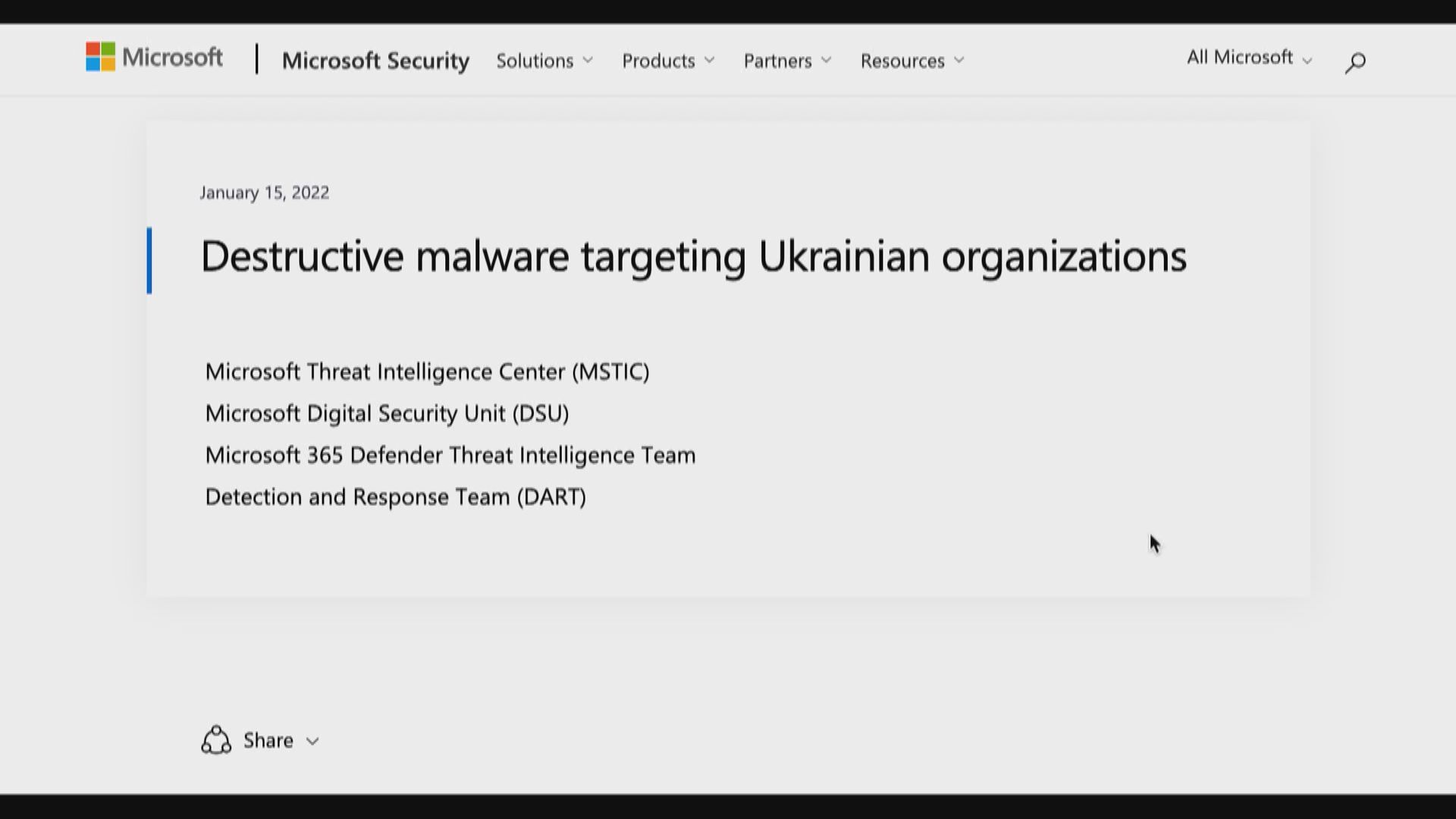 微軟：惡意軟件偽裝成勒索軟件　或攻擊烏克蘭電腦系統