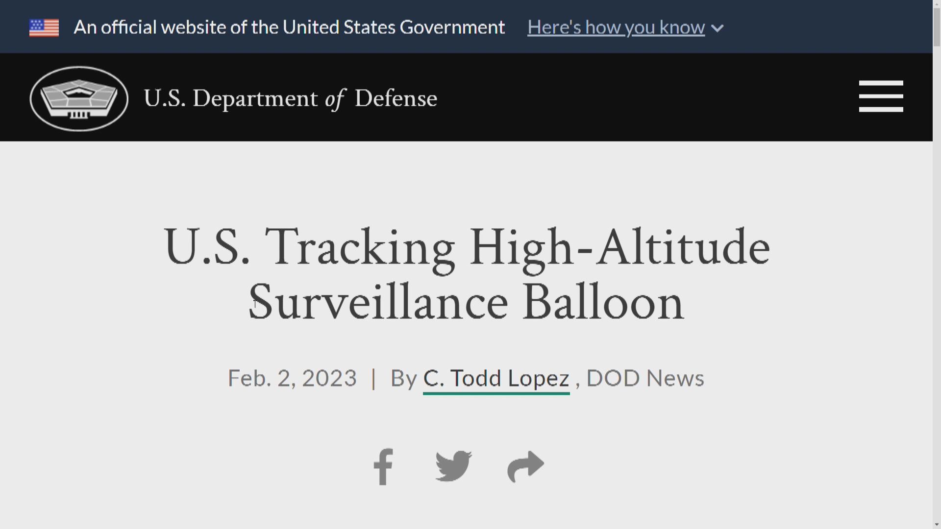美國上空間諜氣球疑來自中國　外交部稱屬民用無人飛艇