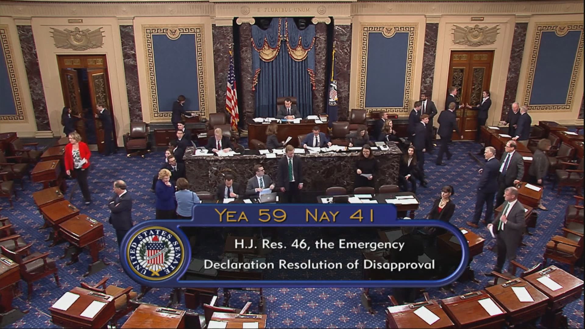 美參議院通過終止國家緊急狀態令