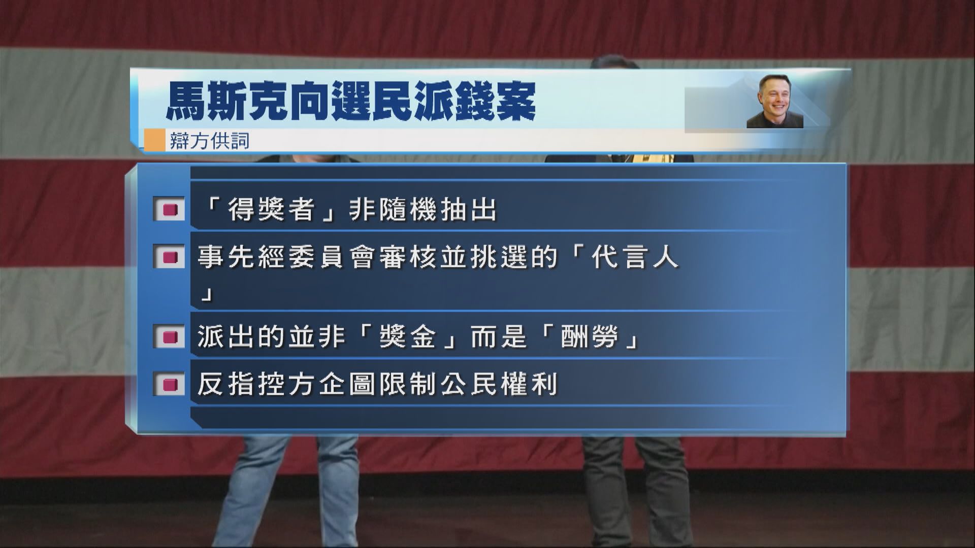 馬斯克向選民派錢並非隨機　美國法院裁定沒違法