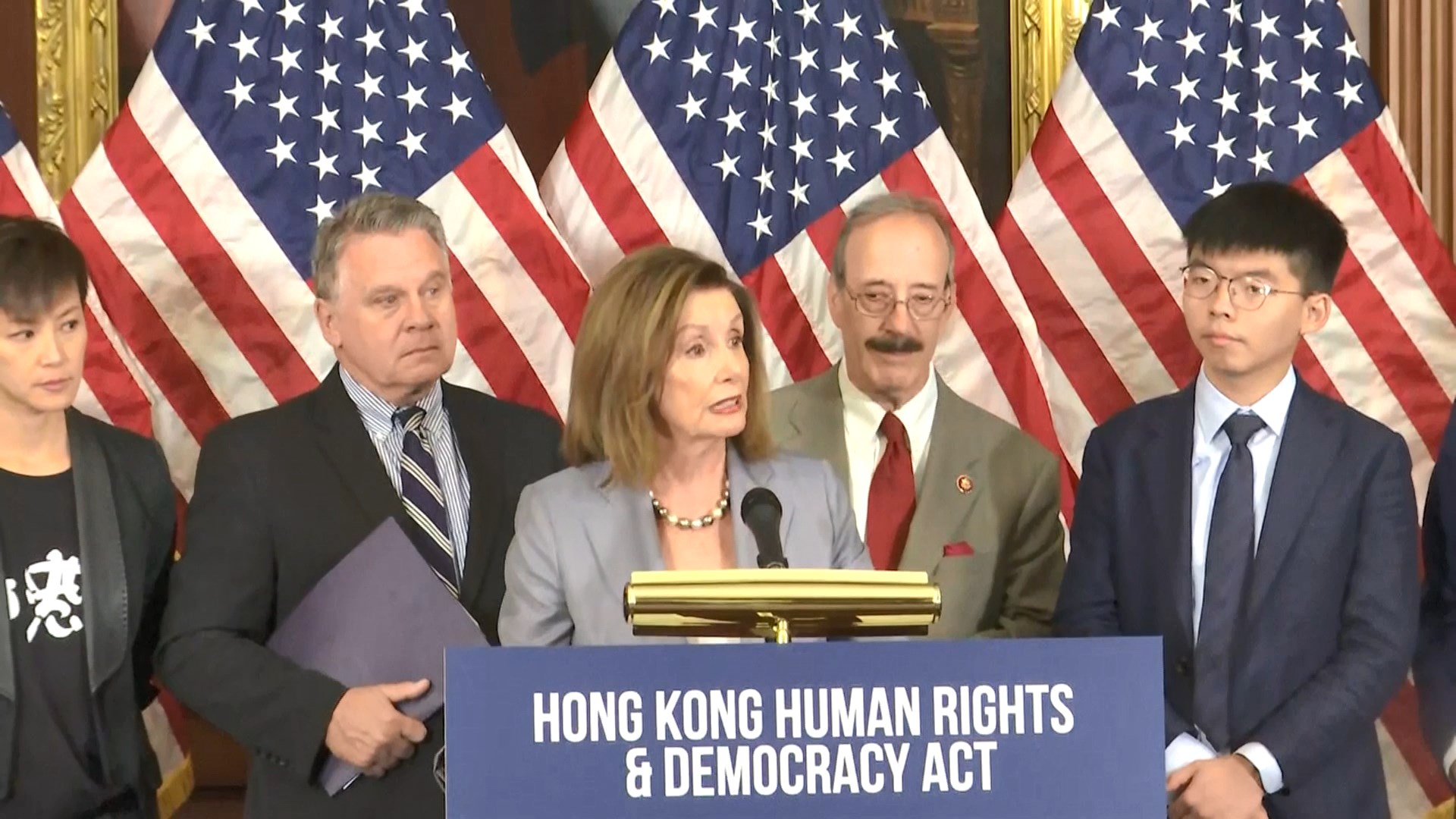 佩洛西與黃之鋒等見記者　再表態支持推動香港人權及民主法案