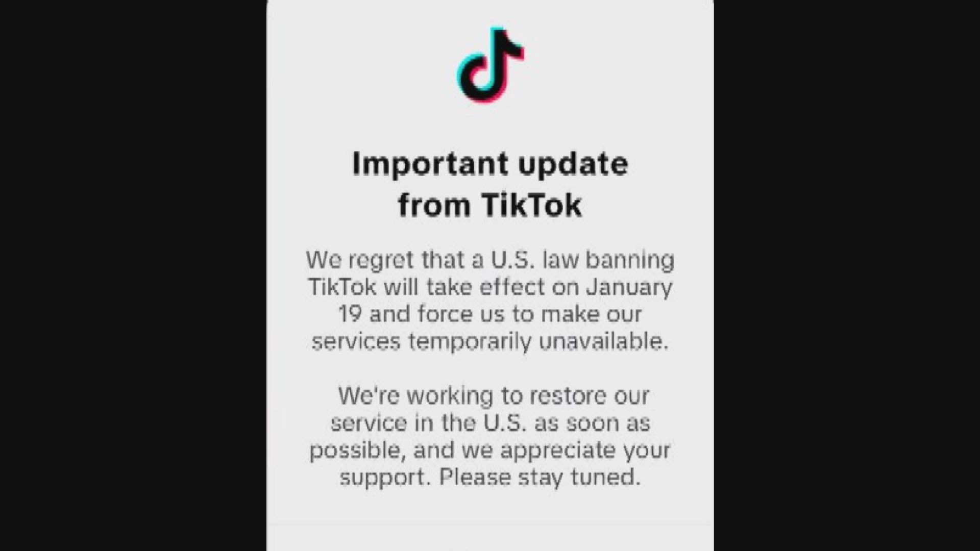 TikTok禁令在即　有用戶收到暫停服務通知