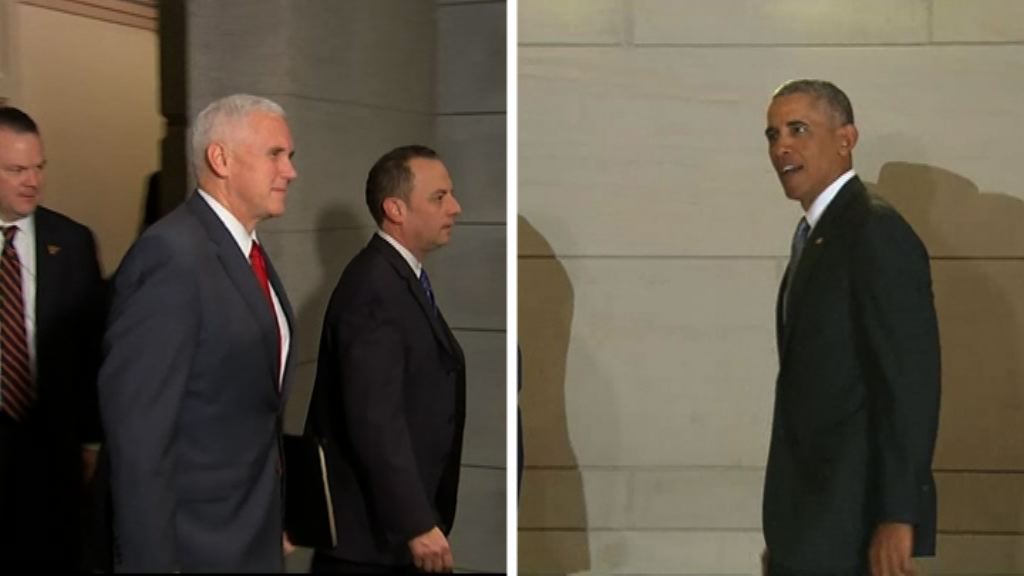 奧巴馬與彭斯同日到訪國會