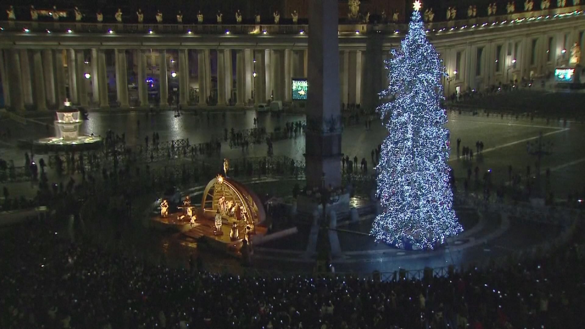梵蒂岡聖伯多祿廣場聖誕樹舉行亮燈儀式