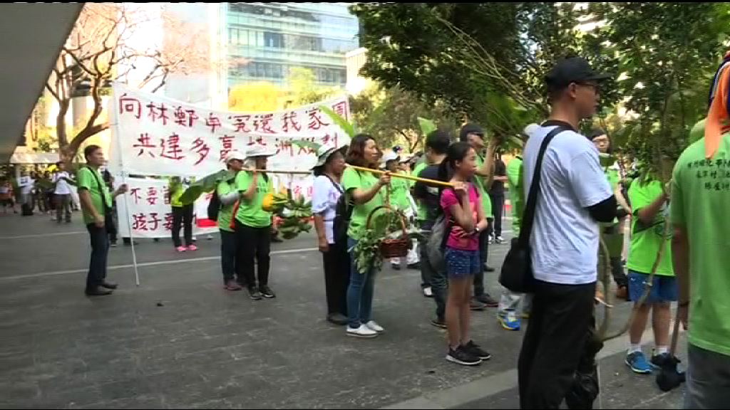 橫洲村民遊行促保留綠化地村落